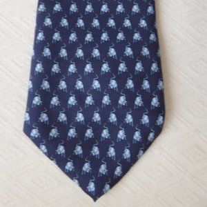 LONDON 100% silk navy tie blue bull toro handmade